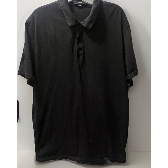 Vince Garment Dye Cotton True Black Polo Shirt Size XL - Picture 4 of 7